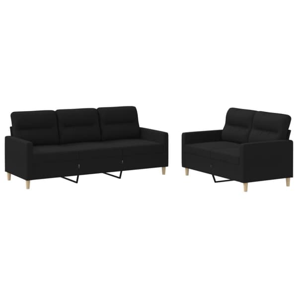 vidaXL sofasæt 2 dele med hynder stof sort