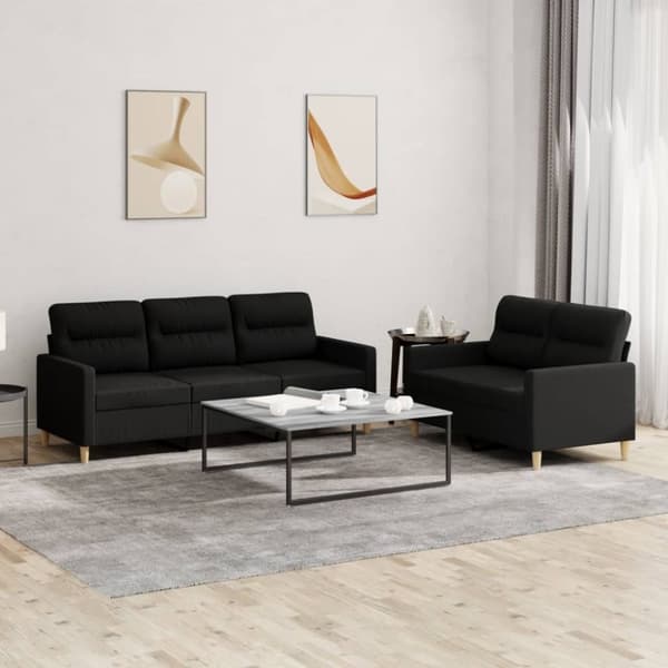 vidaXL sofasæt 2 dele med hynder stof sort