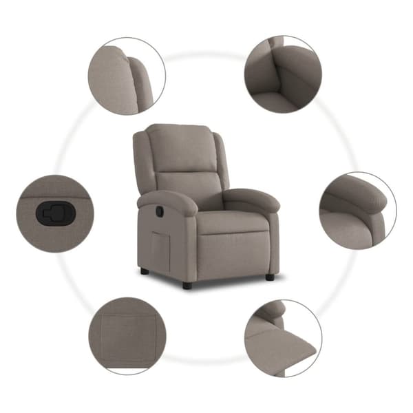 vidaXL Reclinerfåtölj taupe tyg