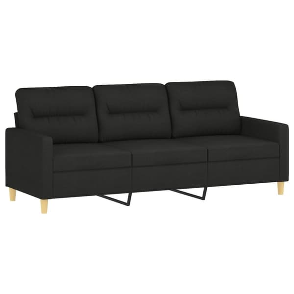 vidaXL sofasæt 3 dele med puder stof sort
