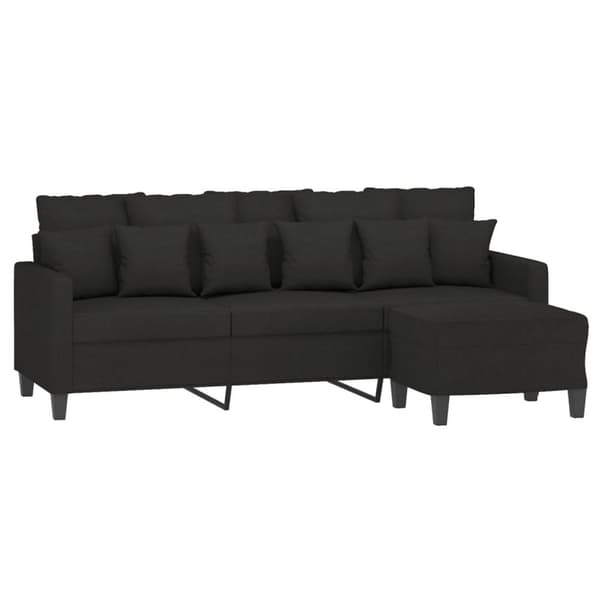 vidaXL 3-personers sofa med fodskammel 180 cm sort