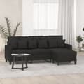 Miniatyrbillede 1 af 7: vidaXL 3-personers sofa med fodskammel 180 cm sort