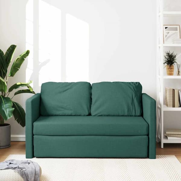 vidaXL Golvbäddsoffa 2-i-1 mörkgrön 112x174x55 cm tyg