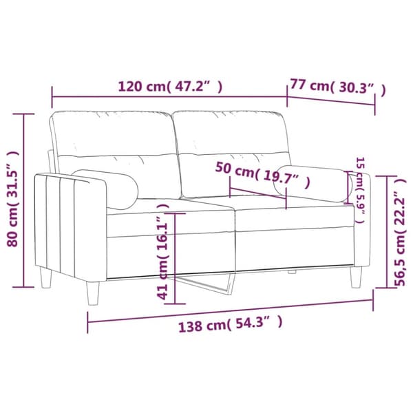 vidaXL 2-sits soffa med prydnadskuddar svart 120 cm tyg