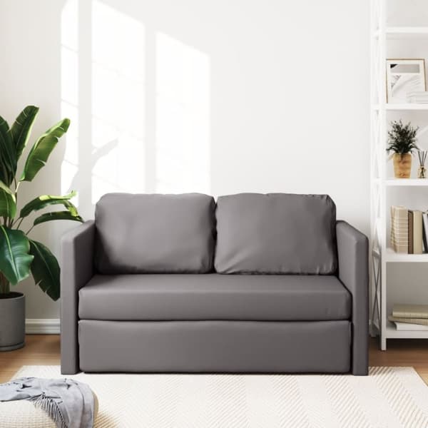 vidaXL Golvbäddsoffa 2-i-1 grå 112x174x55 cm konstläder