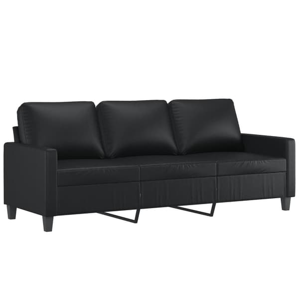 vidaXL sofasæt 2 dele med hynder kunstlæder sort