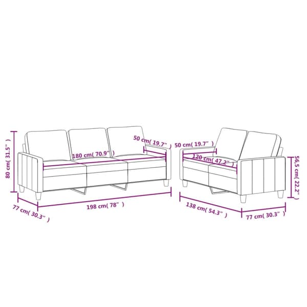 vidaXL sofasæt 2 dele med hynder kunstlæder sort