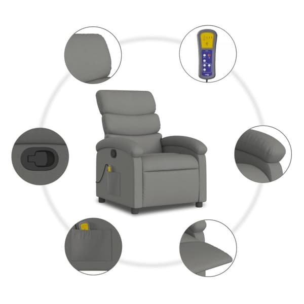 vidaXL Massagefåtölj mörkgrå tyg