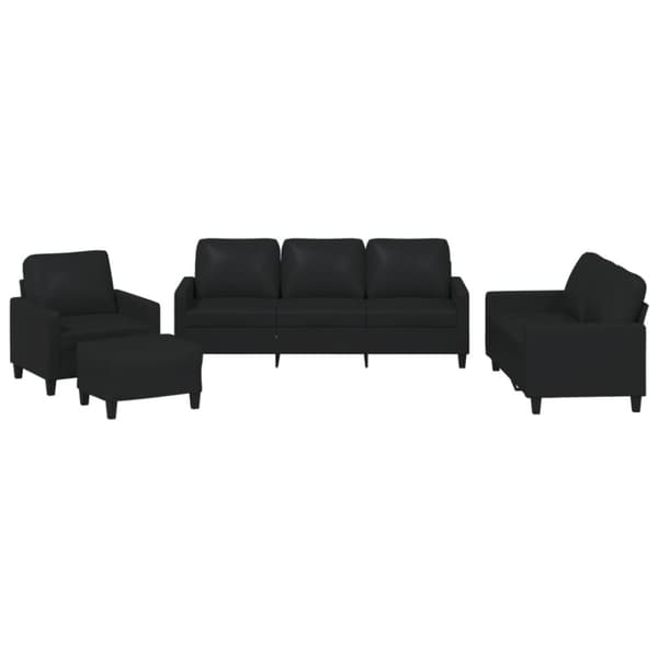 vidaXL sofasæt 4 dele med hynder kunstlæder sort