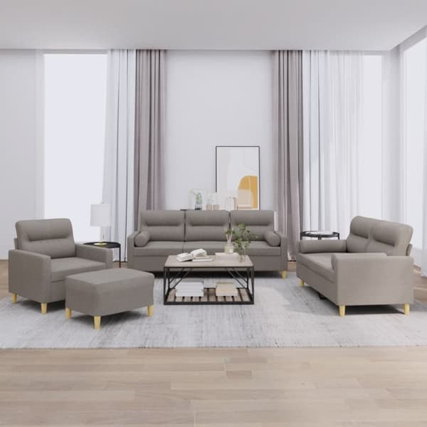 vidaXL sofasæt 4 dele med puder stof gråbrun