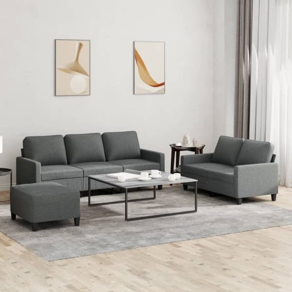 vidaXL sofasæt 3 dele med hynder stof mørkegrå