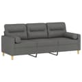 Miniatyrbillede 3 af 8: vidaXL 3-personers sofa med pyntepuder 180 cm stof mørkegrå