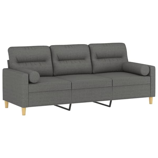vidaXL 3-personers sofa med pyntepuder 180 cm stof mørkegrå