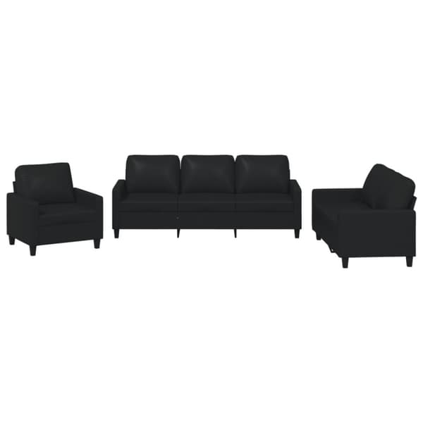 vidaXL sofasæt 3 dele med hynder kunstlæder sort