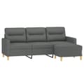 Miniatyrbillede 2 af 7: vidaXL 3-personers sofa med fodskammel 180 cm stof Mørkegrå