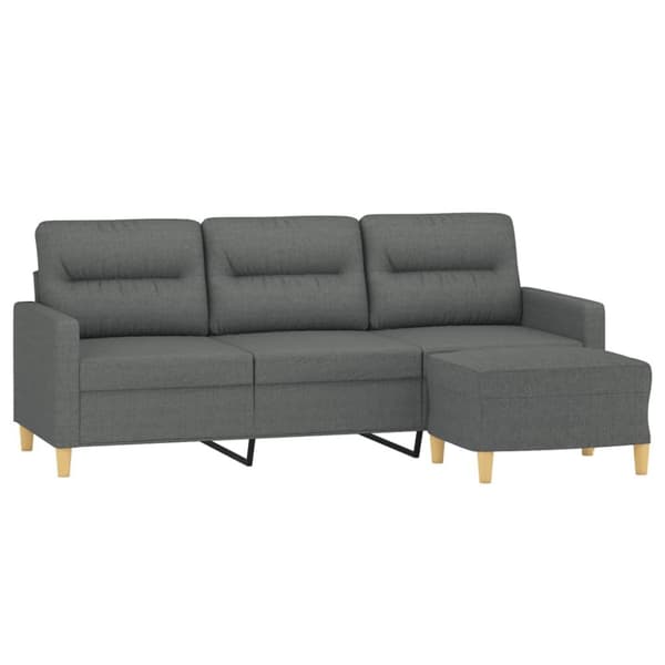 vidaXL 3-personers sofa med fodskammel 180 cm stof Mørkegrå