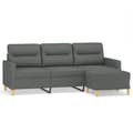 Miniatyrbillede 1 af 7: vidaXL 3-personers sofa med fodskammel 180 cm stof Mørkegrå
