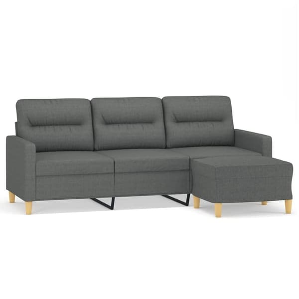 vidaXL 3-personers sofa med fodskammel 180 cm stof Mørkegrå
