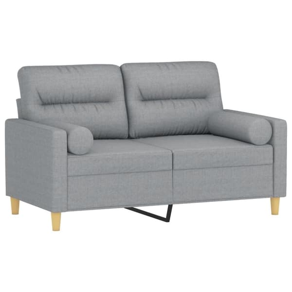 vidaXL 2-sits soffa med prydnadskuddar ljusgrå 120 cm tyg