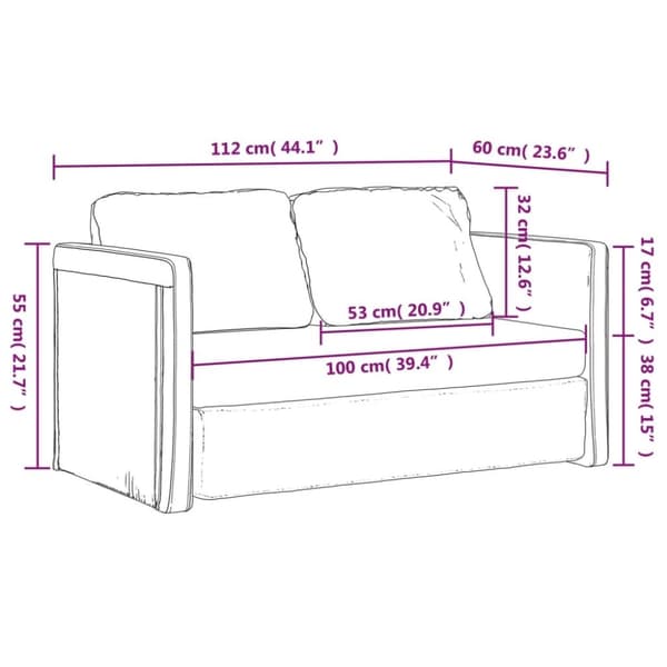 vidaXL Golvbäddsoffa 2-i-1 svart 112x174x55 cm konstläder