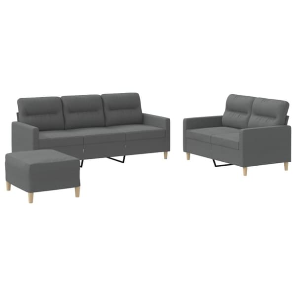vidaXL sofasæt 3 dele med hynder stof mørkegrå