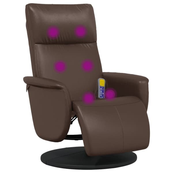 vidaXL Reclinerfåtölj med fotstöd brun konstläder