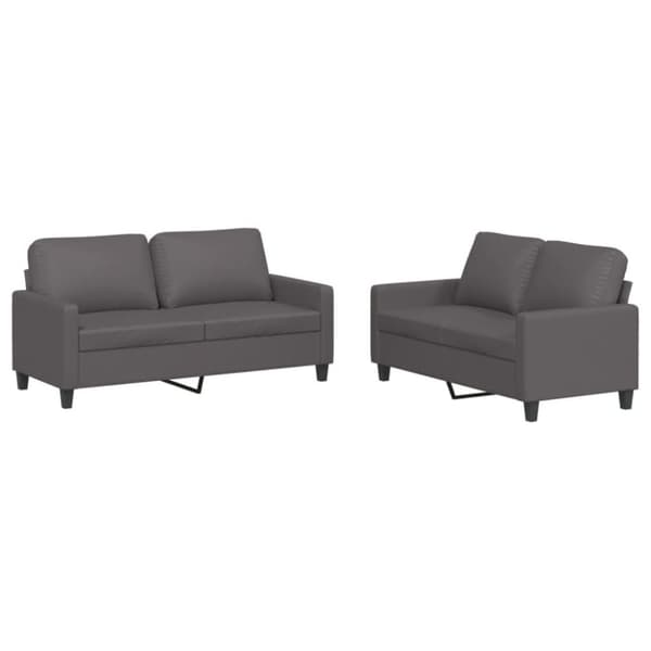 vidaXL sofasæt 2 dele med hynder kunstlæder grå