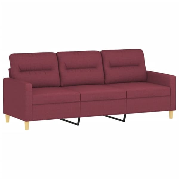 vidaXL 3-sits soffa med prydnadskuddar vinröd 180 cm Tyg