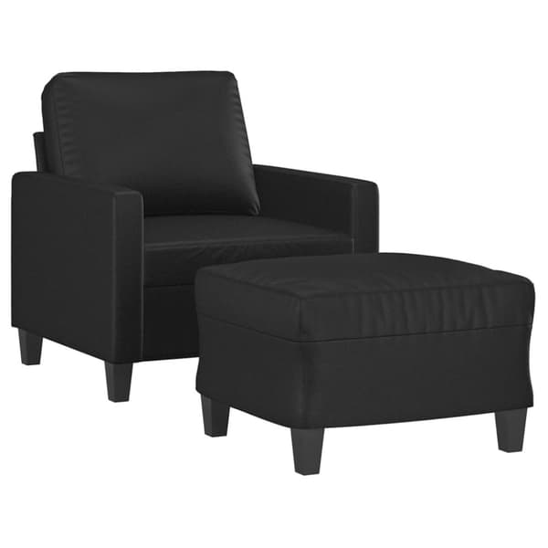 vidaXL sofastol med fodskammel 60 cm kunstlæder sort