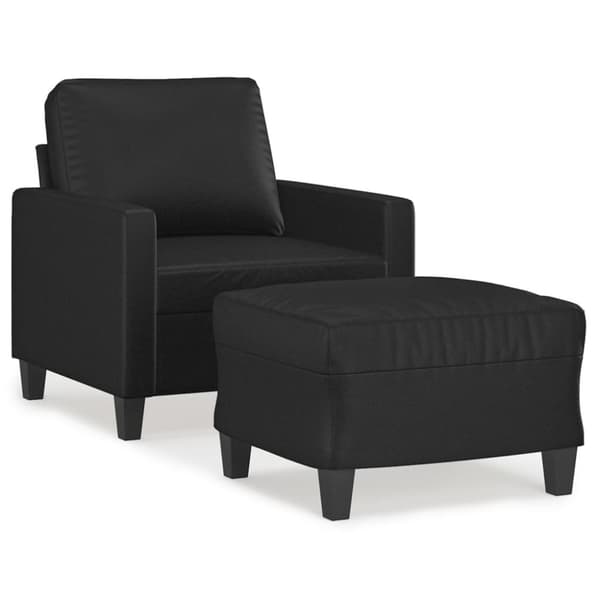vidaXL sofastol med fodskammel 60 cm kunstlæder sort