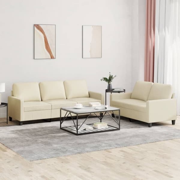 vidaXL sofasæt 2 dele med hynder kunstlæder Cremefarvet