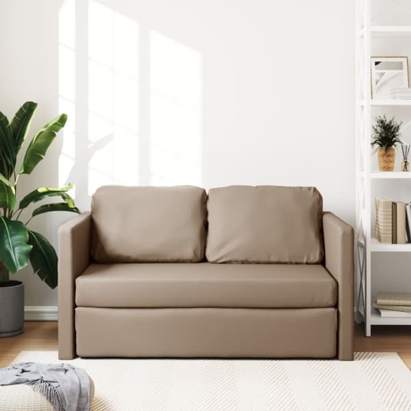 vidaXL Golvbäddsoffa 2-i-1 cappuccino 112x174x55 cm konstläder