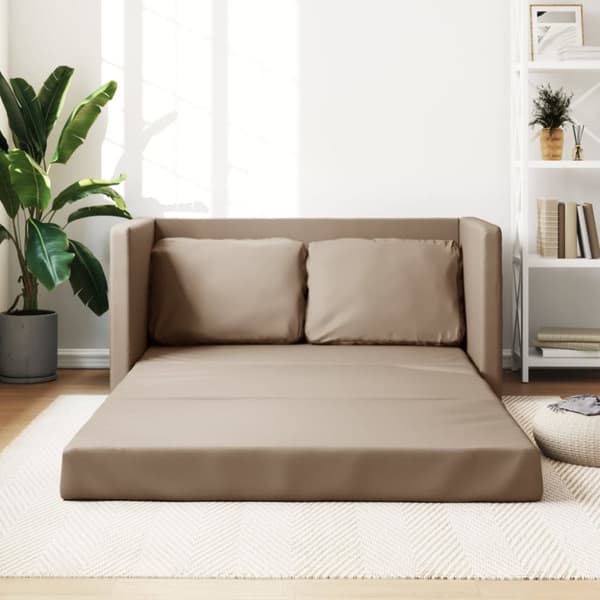 vidaXL Golvbäddsoffa 2-i-1 cappuccino 112x174x55 cm konstläder