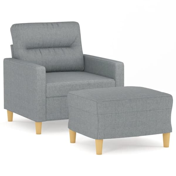 vidaXL Fåtölj med fotpall ljusgrå 60 cm tyg