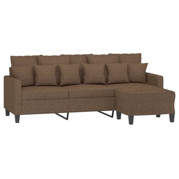 vidaXL 3-sitssoffa med fotpall Brun 180 cm tyg
