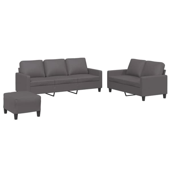 vidaXL sofasæt 3 dele med hynder kunstlæder grå