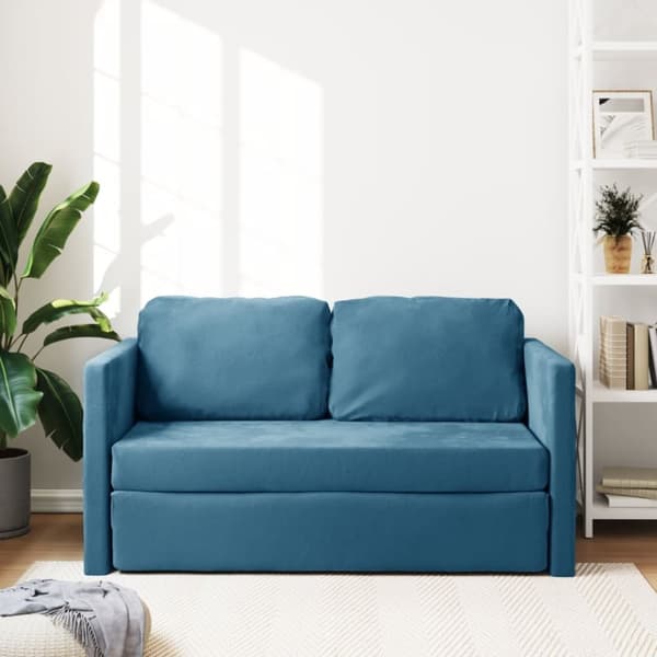 vidaXL 2-i-1 sovesofa 122x204x55 cm velour blå
