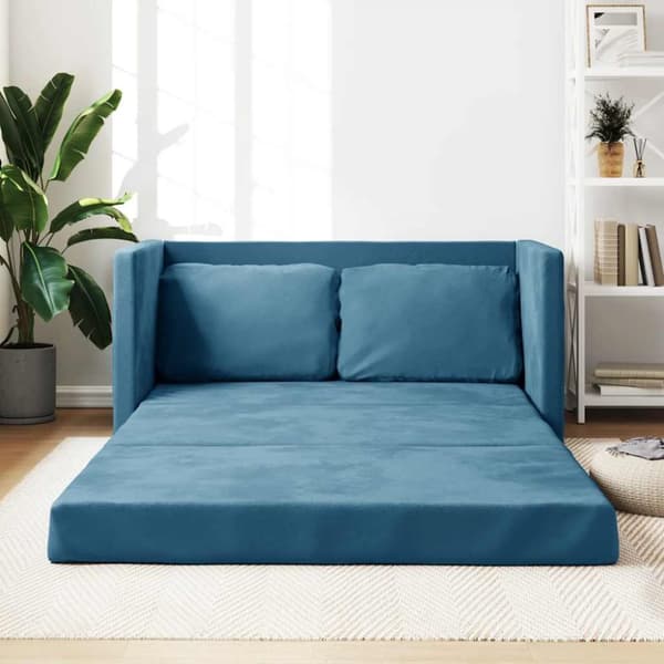 vidaXL 2-i-1 sovesofa 122x204x55 cm velour blå