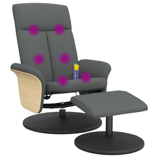 vidaXL massagestol med fodskammel stof mørkegrå