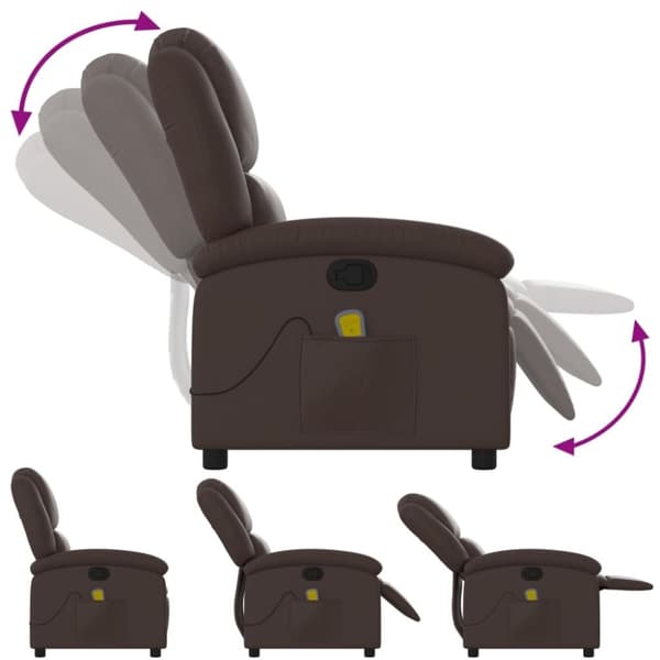 vidaXL Massagefåtölj brun konstläder
