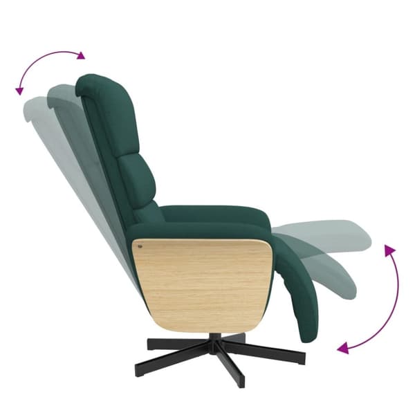 vidaXL Reclinerfåtölj med fotstöd mörkgrön tyg