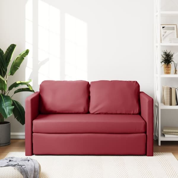vidaXL 2-i-1 sovesofa 112x174x55 cm kunstlæder vinrød