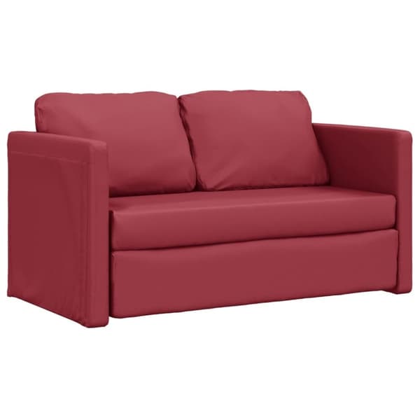 vidaXL 2-i-1 sovesofa 112x174x55 cm kunstlæder vinrød