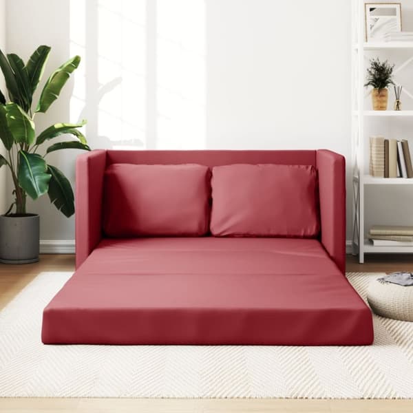 vidaXL 2-i-1 sovesofa 112x174x55 cm kunstlæder vinrød