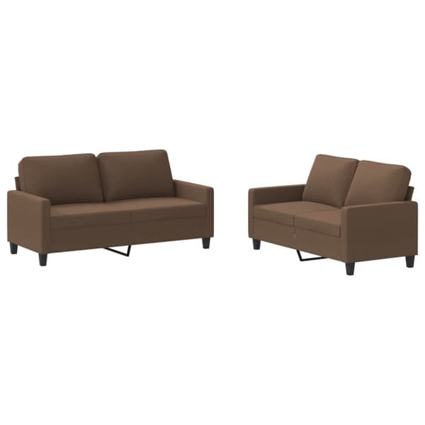 vidaXL sofasæt 2 dele med hynder stof brun