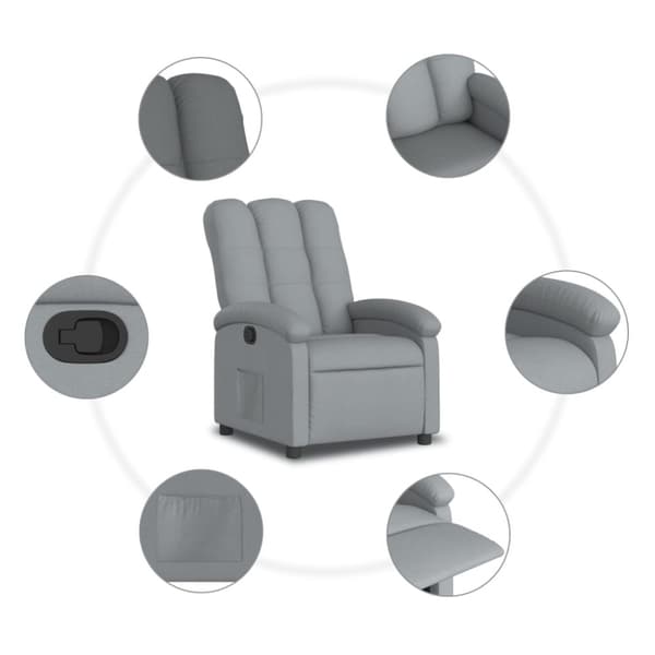 vidaXL Reclinerfåtölj ljusgrå tyg