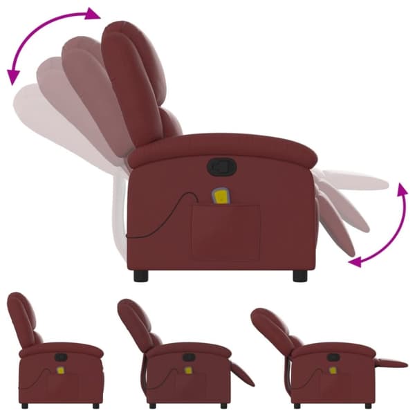 vidaXL Massagefåtölj vinröd konstläder