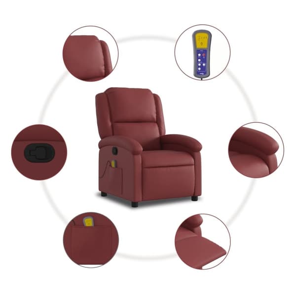 vidaXL Massagefåtölj vinröd konstläder