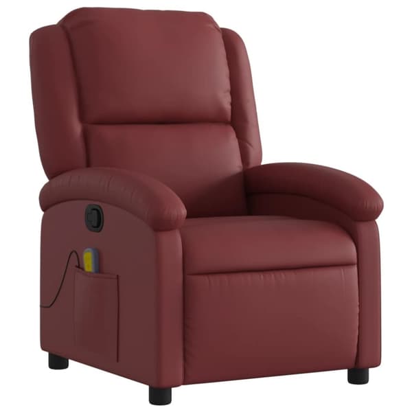vidaXL Massagefåtölj vinröd konstläder
