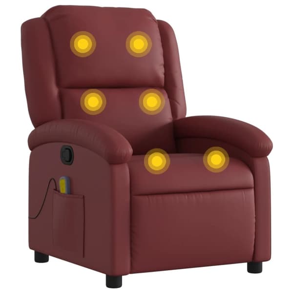 vidaXL Massagefåtölj vinröd konstläder